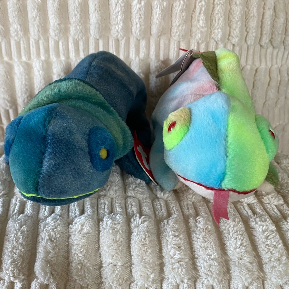Vintage Retired TY Beanie Babies, Reptile Duo